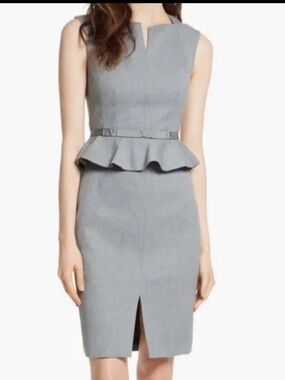 Ted Baker Nadaed Bow Detail Peplum Dress  - Size 3